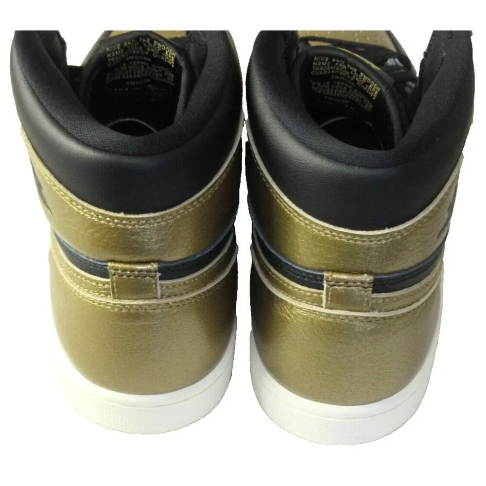 Nike Air Jordan 1 Men's Retro High OG Black Gold Leather Shoes Size 10 NEW